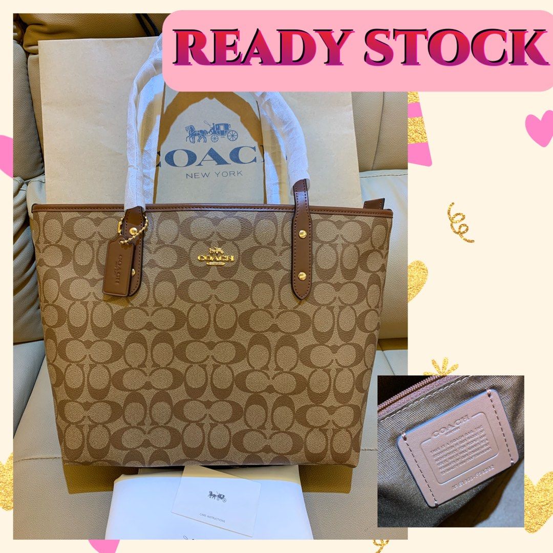 READY STOCK AUTHENTIC COACH MONOGRAM F58292 58292 SHOULDER BAG TOTES BROWN MONOGRAM CNY