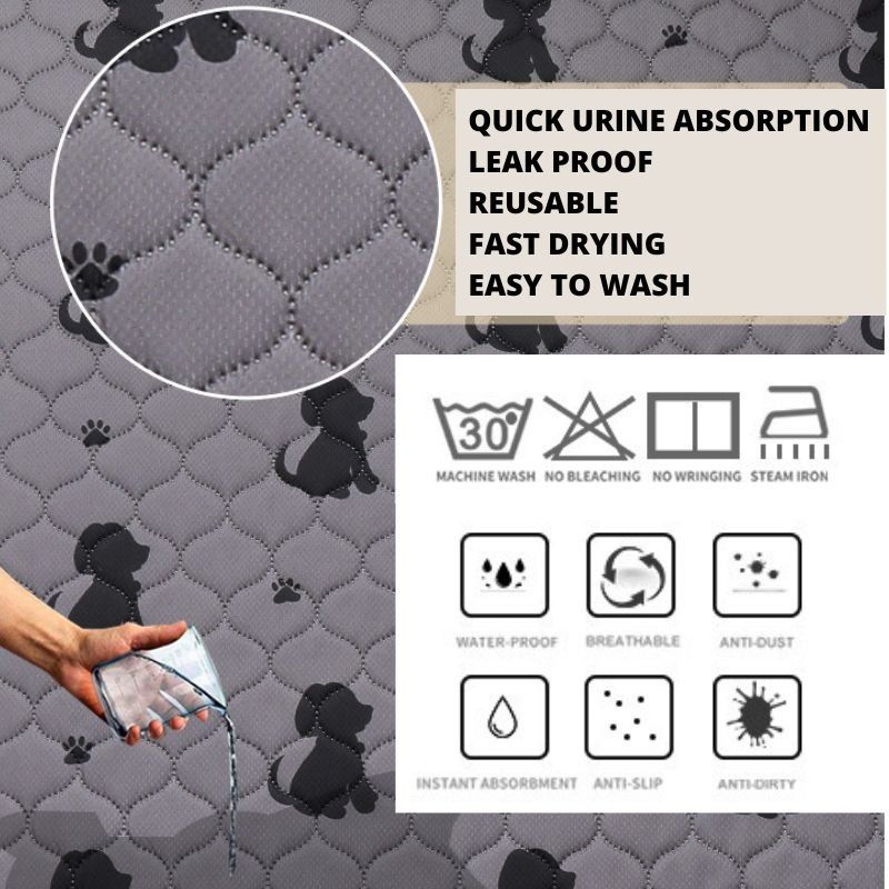 1pc Printed Pet Mat With Dog Paw And Bone Pattern, Super Absorbent,  Non-slip, Leak Proof
