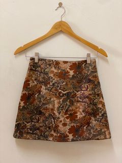 (S) Floral CNY Skort in Brown Orange