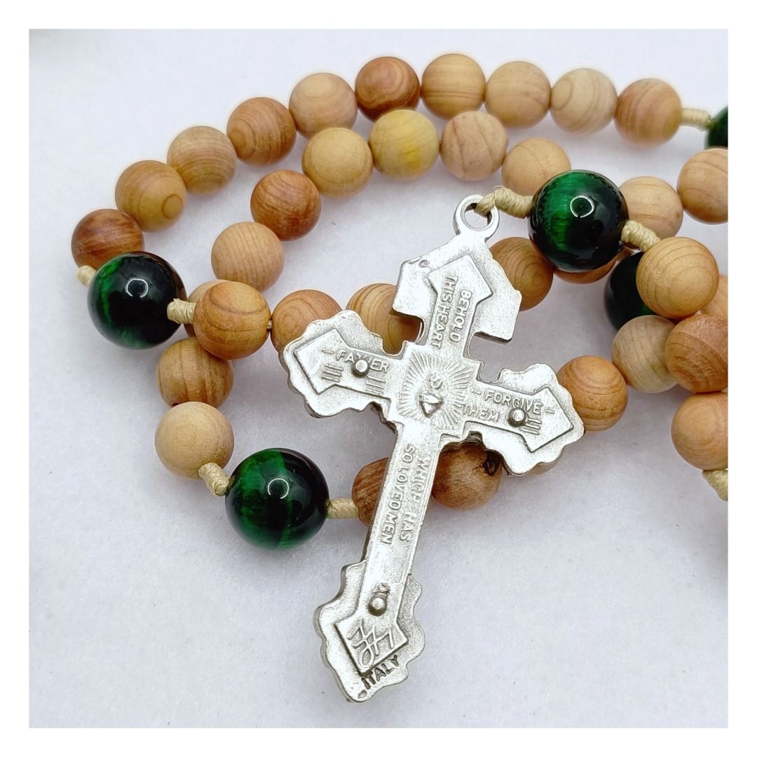 Catholic Rosary with black wooden beads and red gemstone, Wood Bead rosary,  Pardon Crucifix Rosary, Catholic Gifts, Cord Rosary