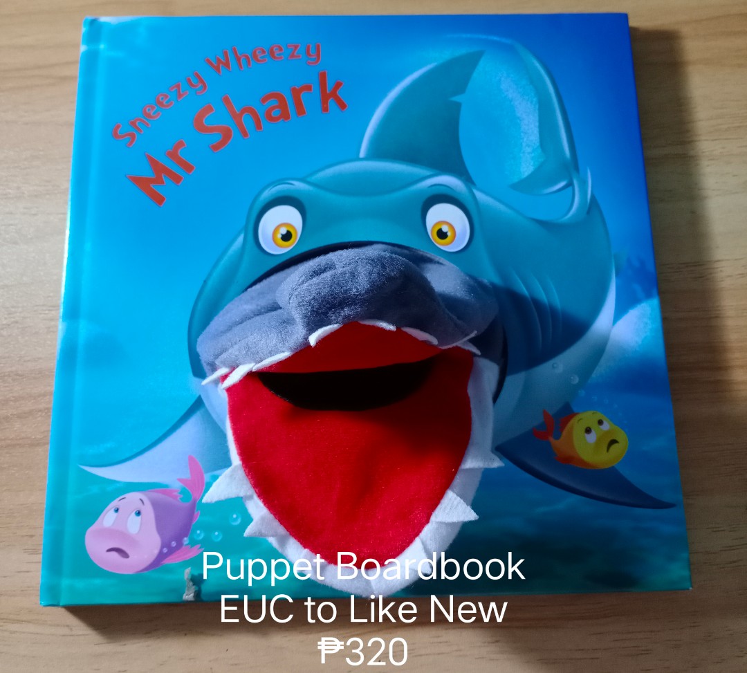 Sneezy Wheezy Mr Shark Puppet Boardbook, Hobbies & Toys, Books