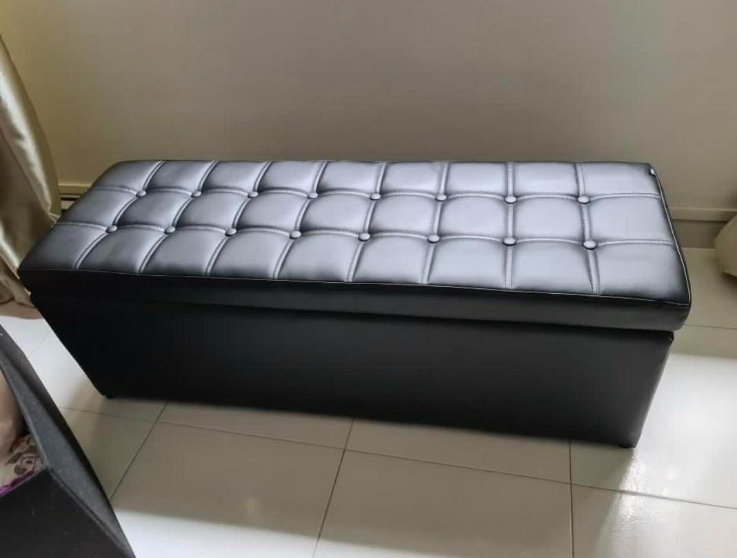 Solid Micro Fiber Wood Storage Bench | Stool | Ottoman, Furniture ...