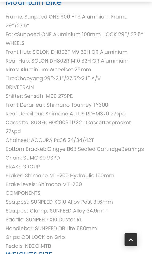 sunpeed mountain bike review