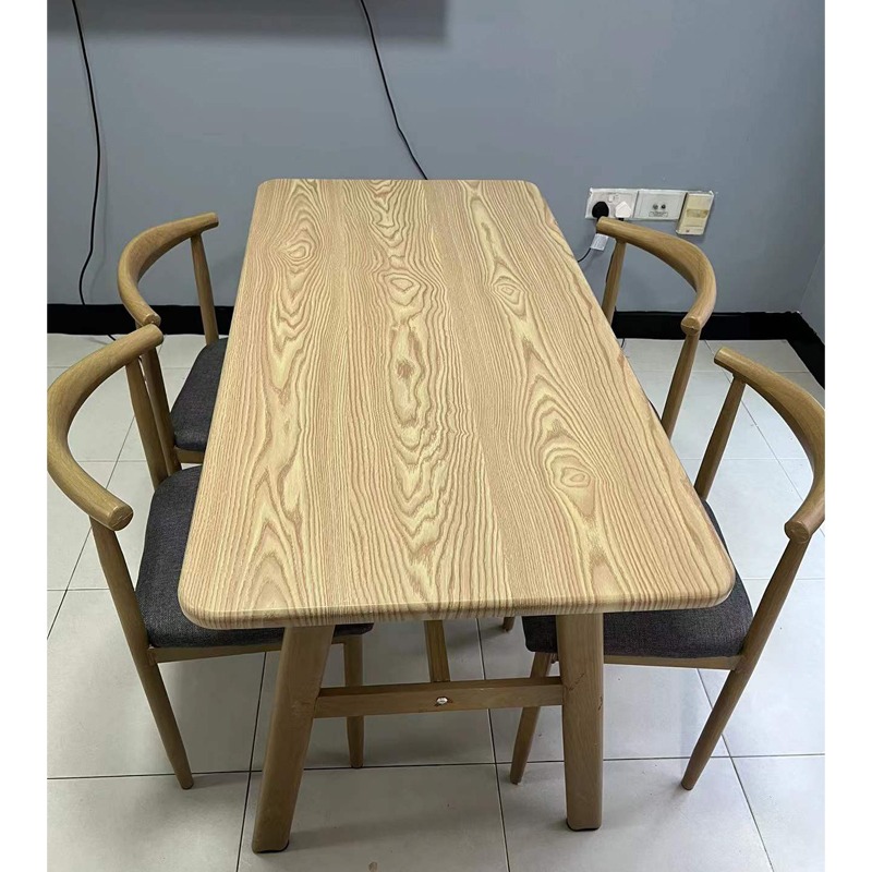 Table+4/6 Chair Light Wood/Dark Brown Dining Table Chair Set, Furniture