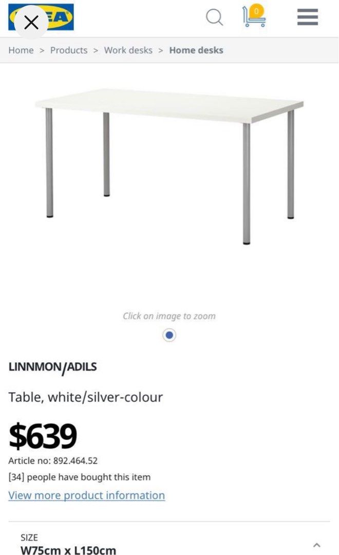 Table Top IKEA LINNMON 150 x 75 cm, 傢俬＆家居, 傢俬, 桌子 Carousell