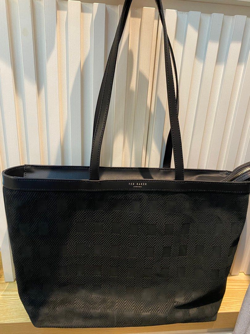 chekita suede check debossed tote