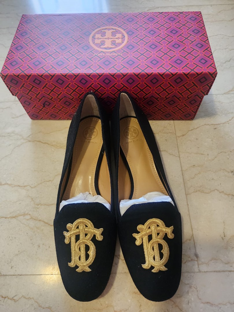 Tory Burch Navy Loafers, Women's Fashion, Footwear, Loafers on Carousell