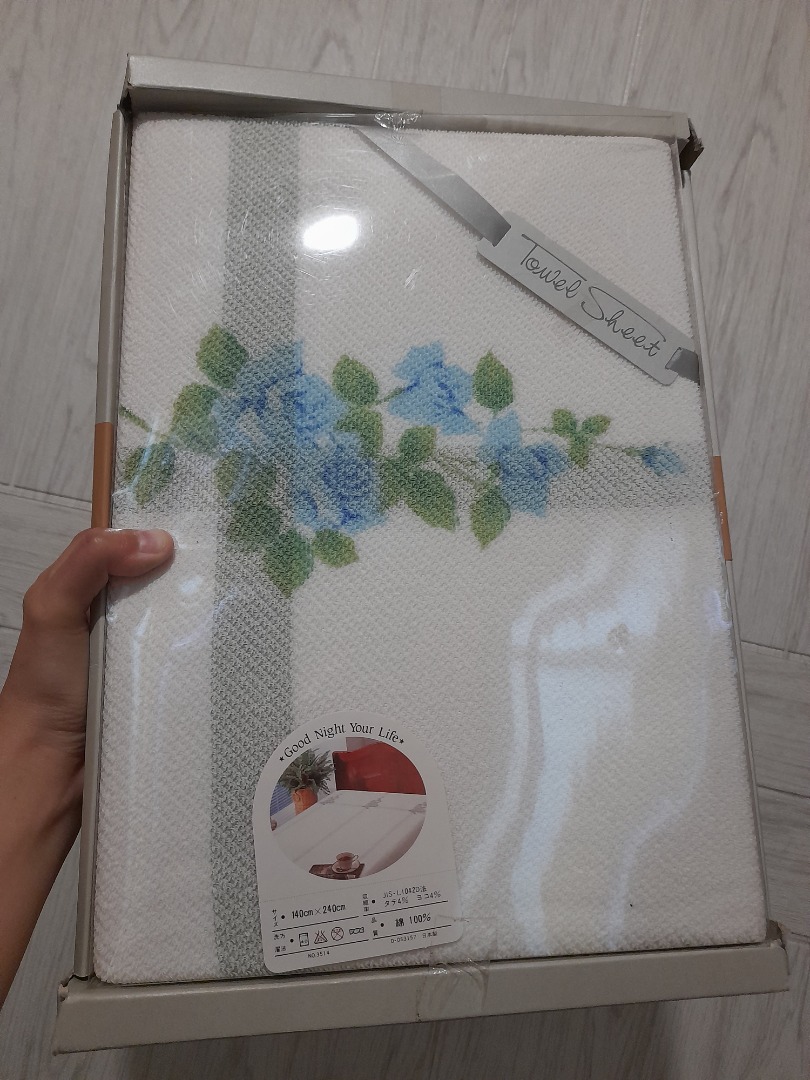 SALE! Blue Rose Towel Sheet from Japan, Furniture & Home Living