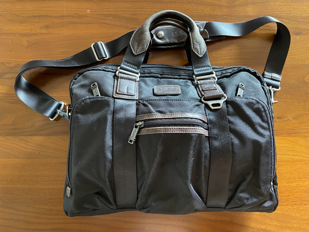 Tumi McNair Ballistic Nylon brief case (Black with brown leather