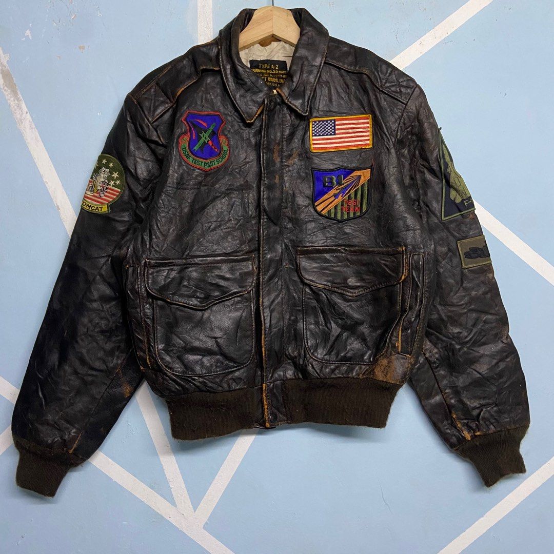 Vintage 80s Schott Bross Type A-2 Leather Flight Jacket Patches, Men's ...