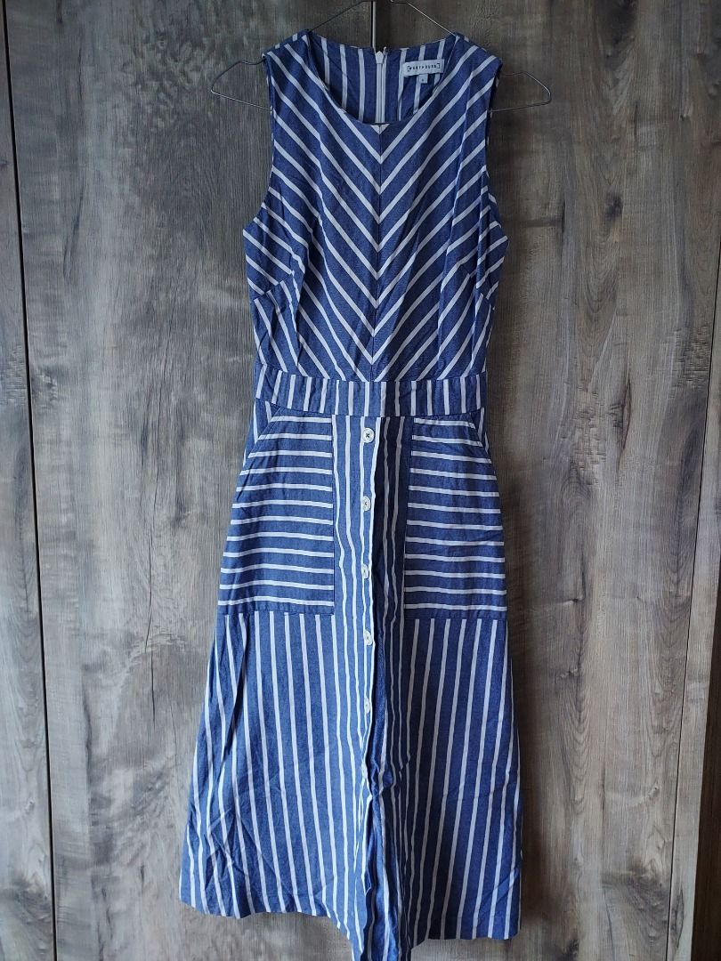 Warehouse blue discount stripe dress