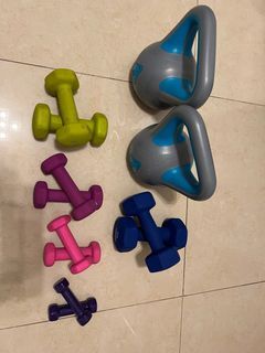 Weights & Dumbells - 1 LB x 2, 2 LB x 2, 3LB x 2, 5LB x 2, 4KG x 2, 6 KG x 2