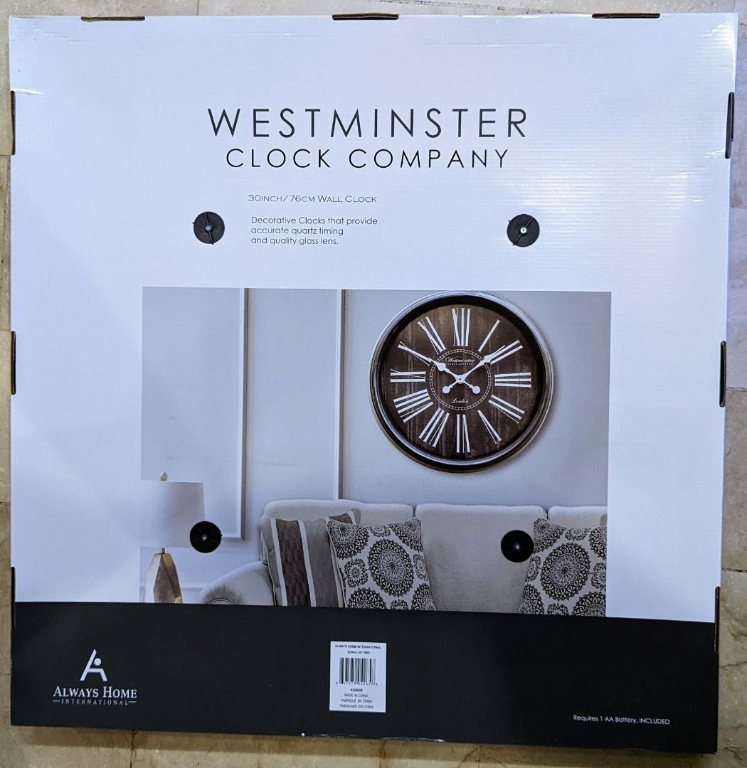 Westminster 30 inch wall clock Imported, Furniture & Home Living
