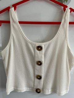 White front buttoned sleeveless crop top