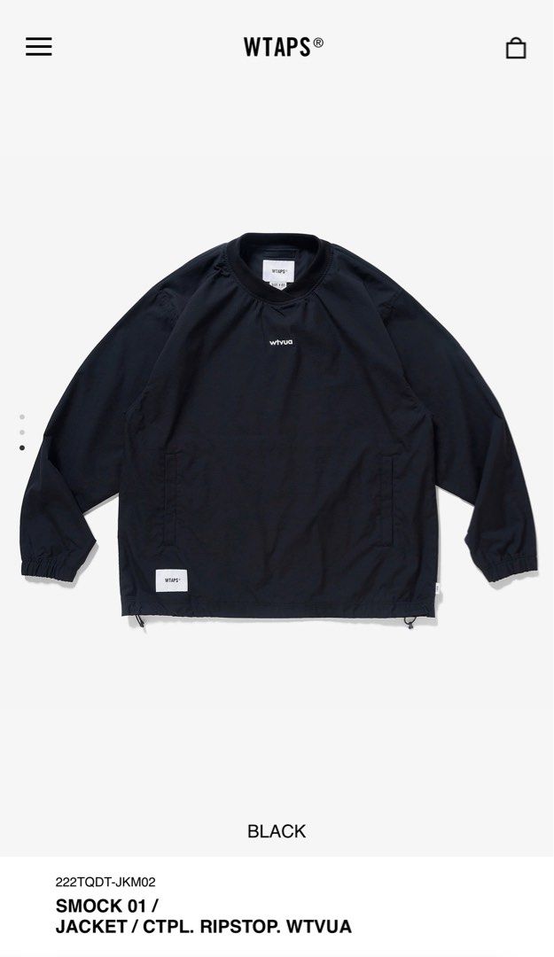 WTAPS 22AW SMOCK 01 JACKET / CTPL. RIPSTOP. WTVUA(BK), 男裝, 上身