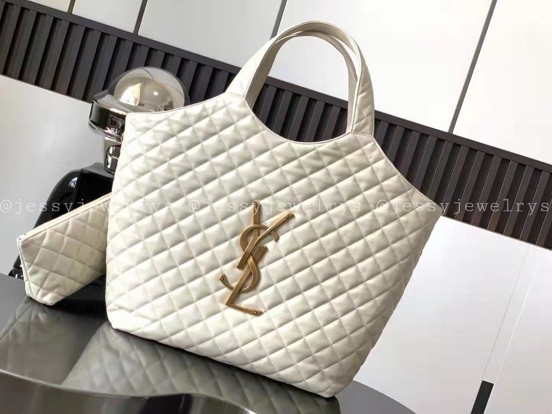 YSL THE ICARE MAXI SHOPPING BAG (Beige), Luxury, Bags & Wallets on Carousell