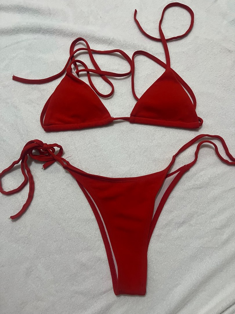 ZAFUL Red String Bikini, Women's Fashion, Swimwear, Bikinis & Swimsuits ...