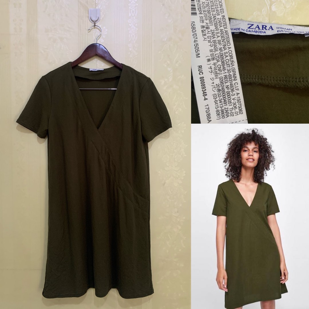 Zara army green shirt dress, Women's Fashion, Dresses & Sets, Dresses