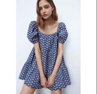 ZARA EYELET EMBROIDERED MINI DRESS