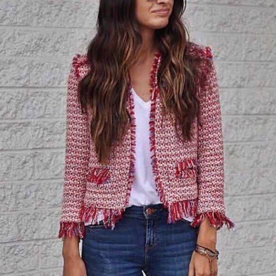 Frayed tweed jacket zara online