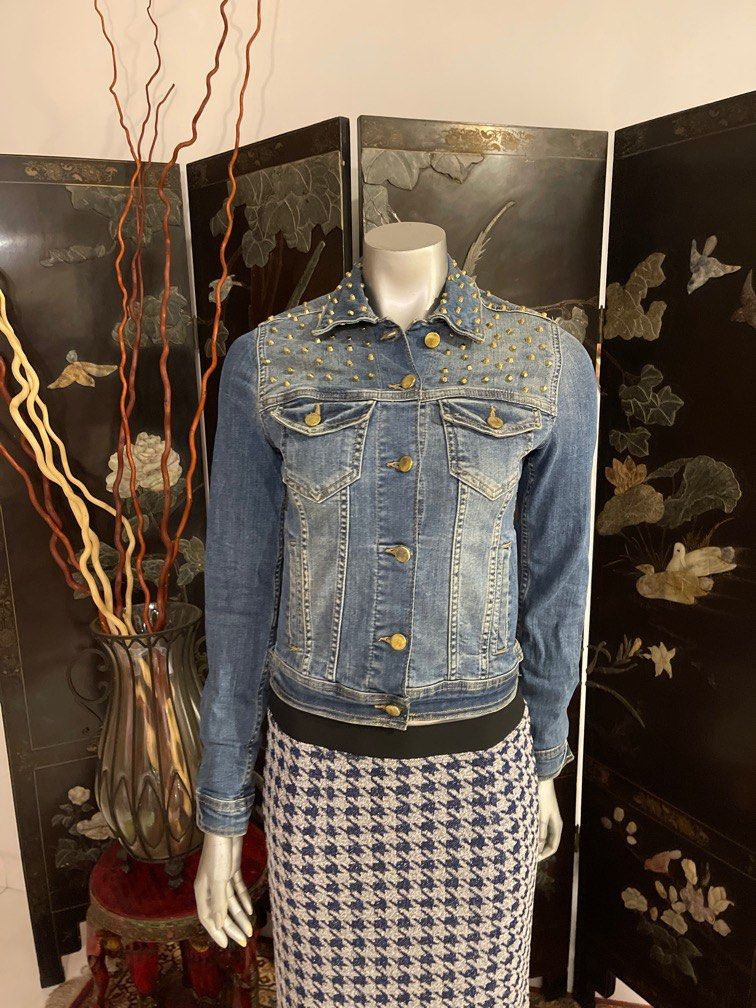 Zara gold studded denim jacket