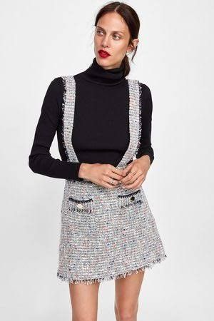 Zara Tweed Mini Skirt with suspenders