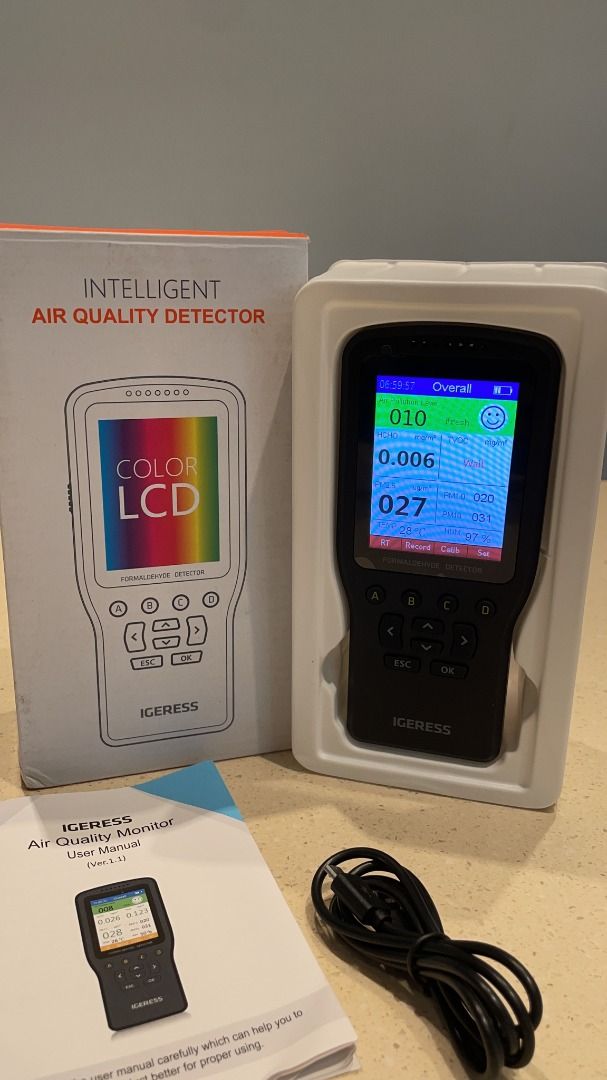 038) Air Quality Monitor IGERESS 7 in 1 Indoor Air Pollution Detector