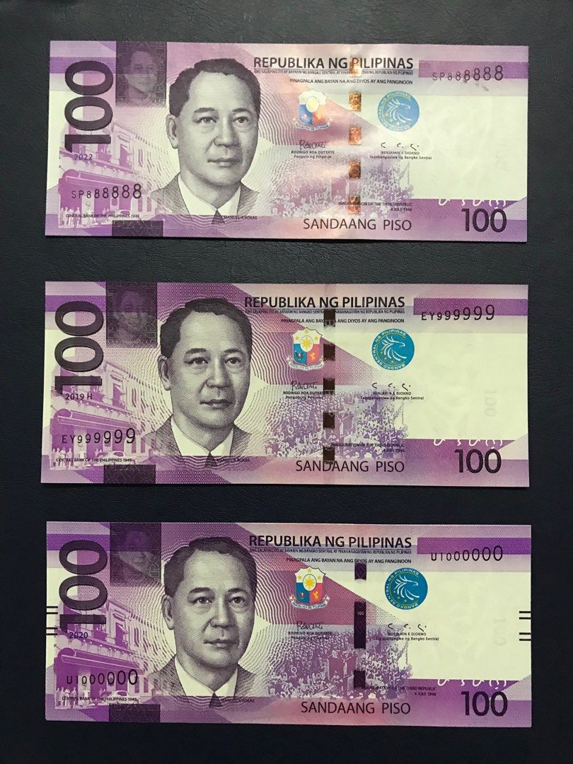 100 piso with Solid Serial number 1-2-3-4-5-6-7-8-9-1M, Hobbies & Toys ...