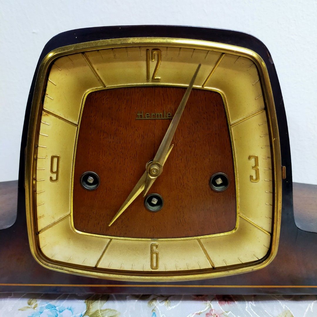 1977 Hermle Art Deco Mantel Clock (No Glass Cover), Furniture & Home