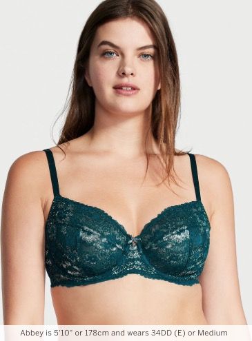 36C] Victoria's Secret BODY BY VICTORIA Unlined Lace Demi Bra - Deepest  Green Shimmer, Women's Fashion, New Undergarments & Loungewear on Carousell
