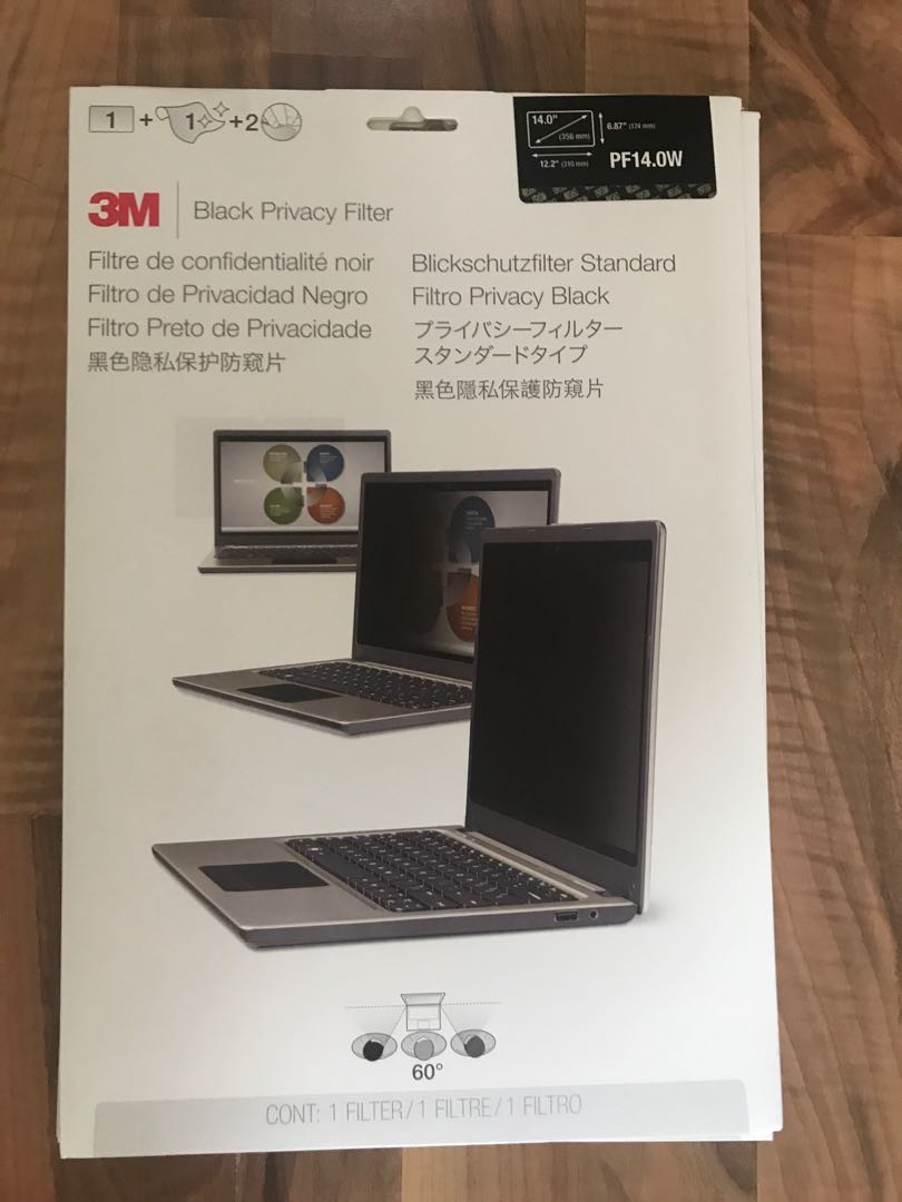 3M Black Privacy Filter Laptop 14 inch, Computers & Tech, Office ...