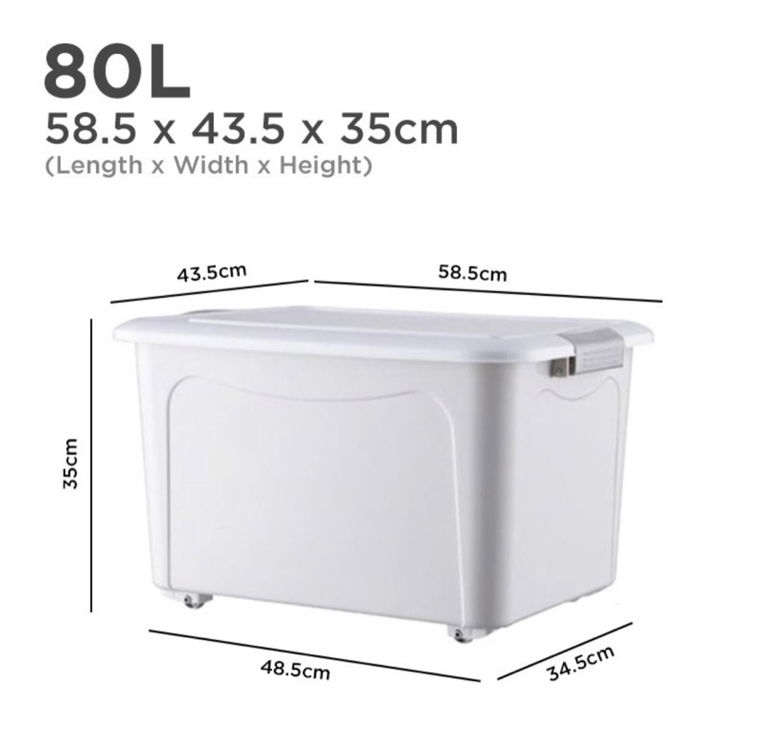 80L storage box with wheels, Furniture & Home Living, Home Improvement