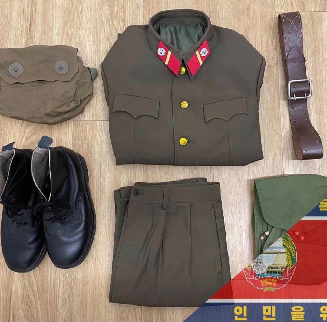 激レア 未使用 北朝鮮人民軍上下帽子 階級章フルセット 北朝鮮軍服 