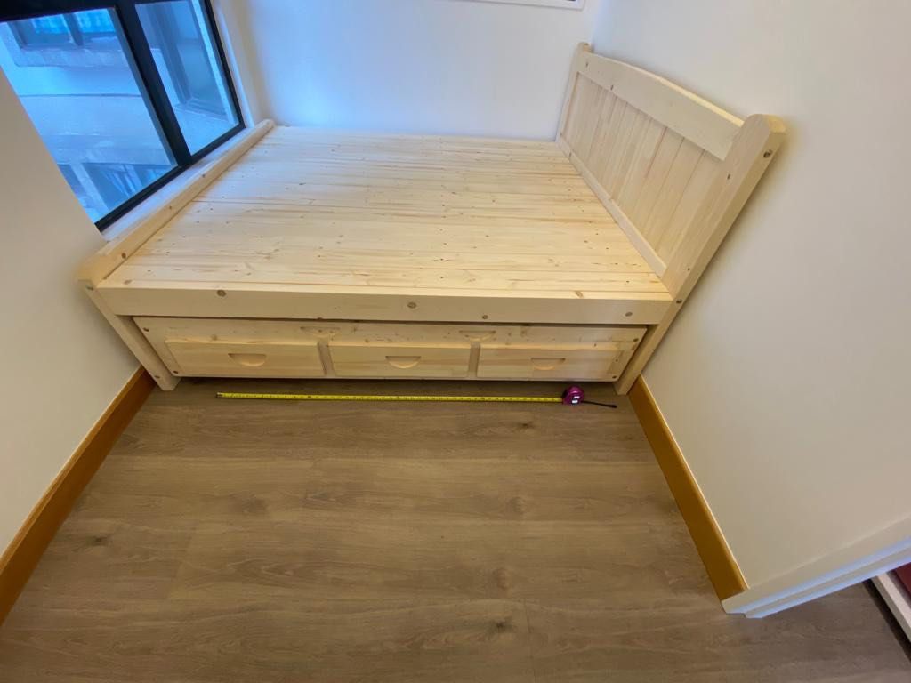 全實木 子母床 兒童床 工人房 工人床 有櫃桶 Natural wood babies’ bed helper’s bed with