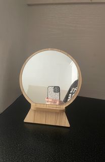 Aesthetic Minimalist Wooden Desk Mirror
