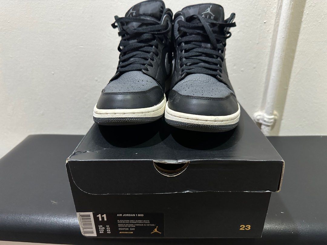 Air jordan 1 mid sale black dark grey summit white