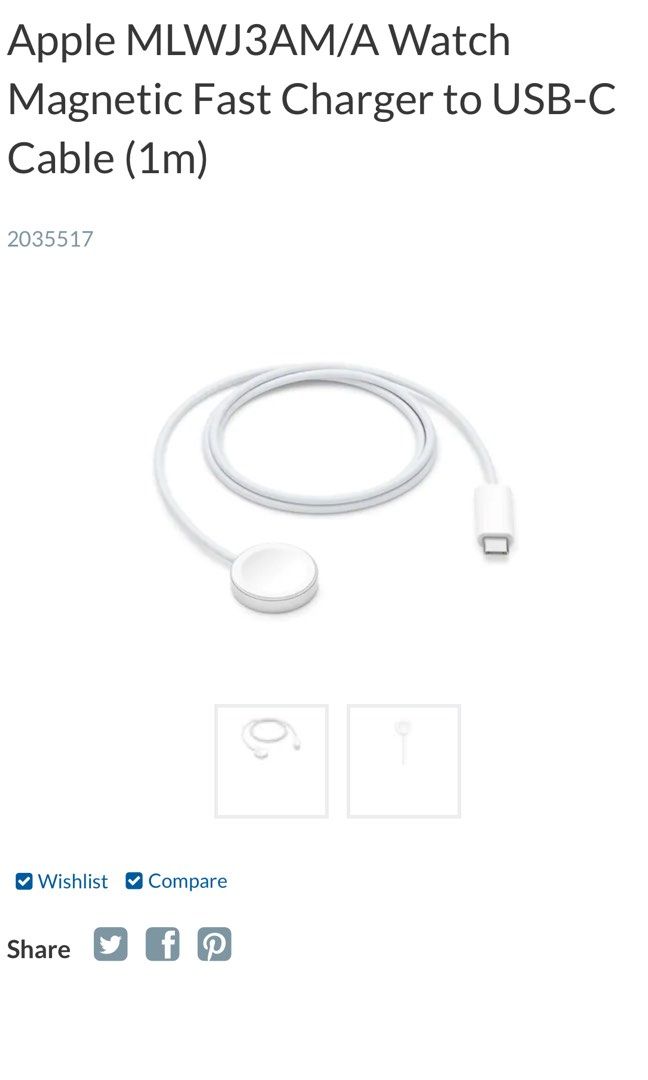 NEW Apple Watch Magnetic Fast Charger To USB-C Cable 1m MLWJ3AM/A