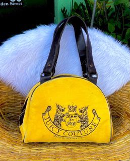BAGSAK PRESYO SALE Juicy Couture Rare Early 2000s Vintage y2k Scottie Yellow Banana Velour Mini Bowler Bag