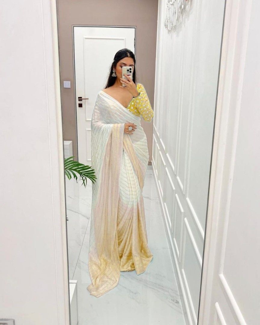 White saree designer party wear outlet