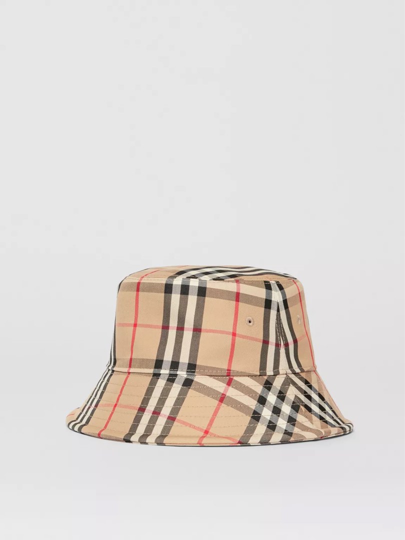 Burberry Vintage Check Technical Cotton Bucket Hat, Luxury