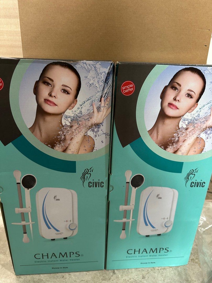 Champs Civic White Instant Heater with Handshower set, Furniture