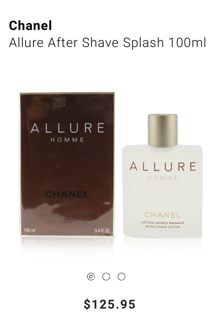 Authentic Authorization】Chanel Chanel ALLURE Glamour Men's Sports Aftershave  100ML Soothing Skin Moisturizing Toner Concealer Concealer Cream