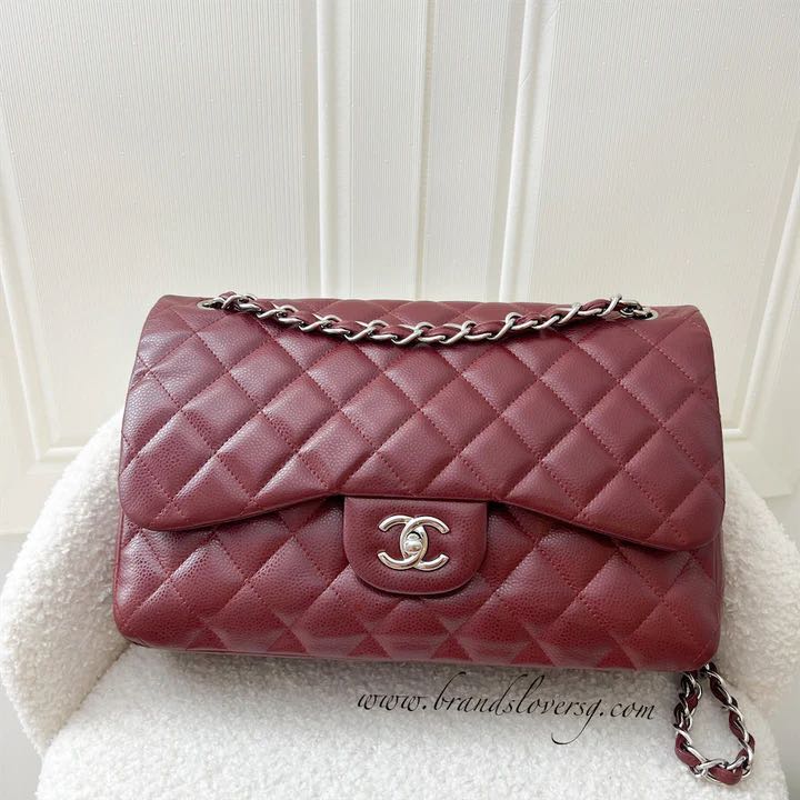 Chanel Jumbo CF Double Flap in Dark Red Caviar SHW, Luxury, Bags ...