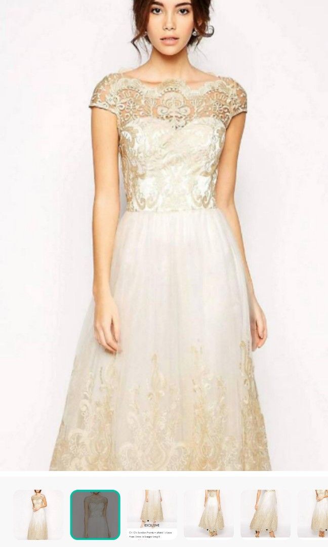 Long Sleeve Wedding Dress with Embellishment in White – Chi Chi London