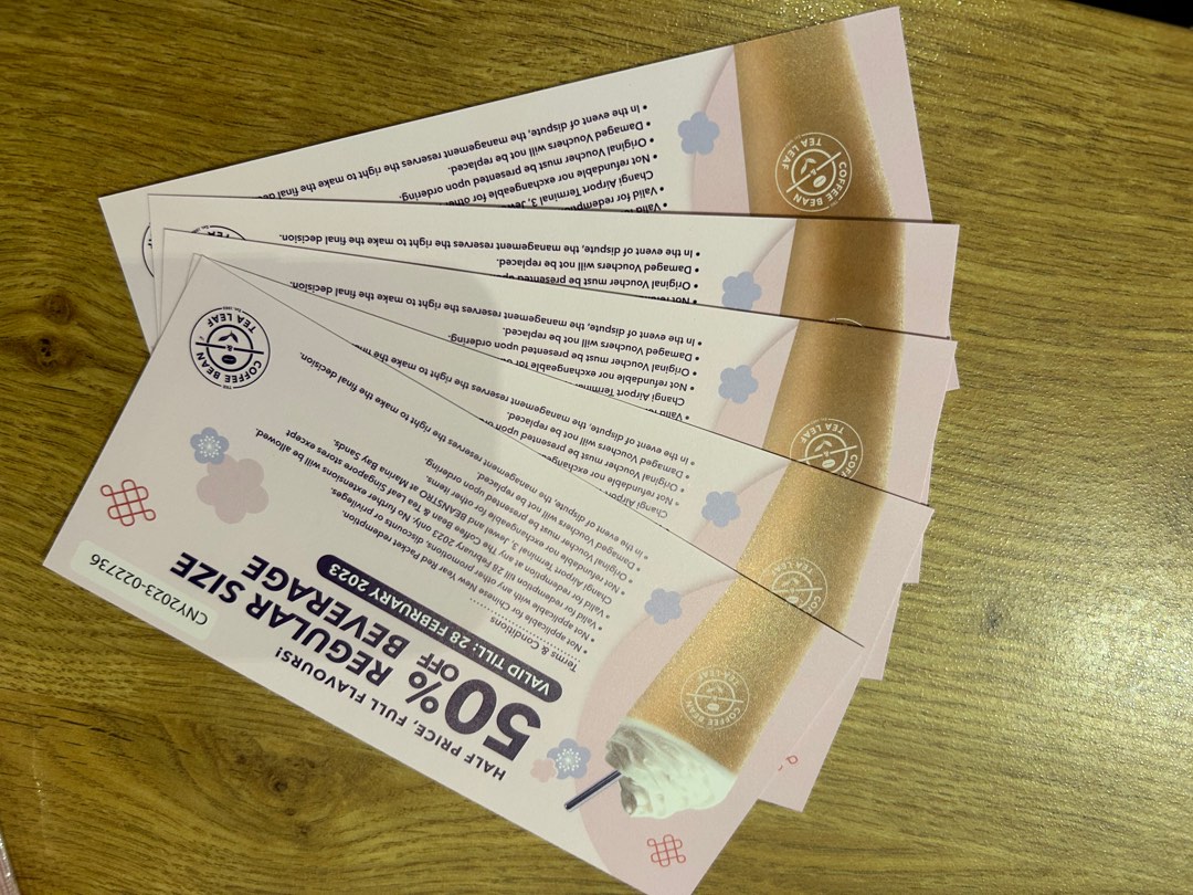 Coffee Bean Tea Leaf Beverages, Tickets & Vouchers, Vouchers on Carousell