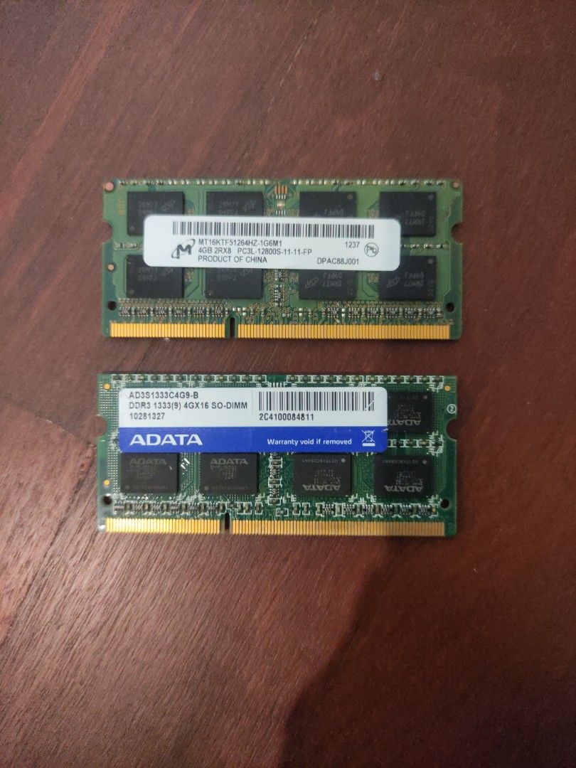 DDR3 RAM 2 x 4GB SO DIMM Computers Tech Parts Accessories