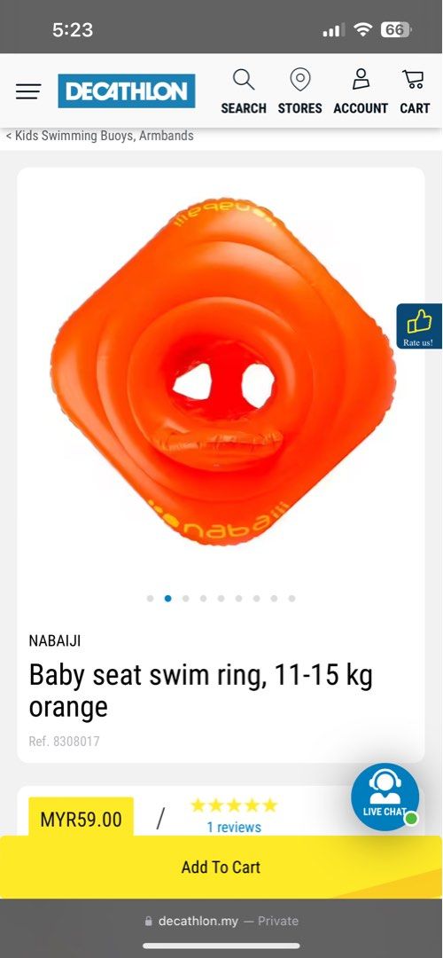 Nabaiji baby seat swim ring online