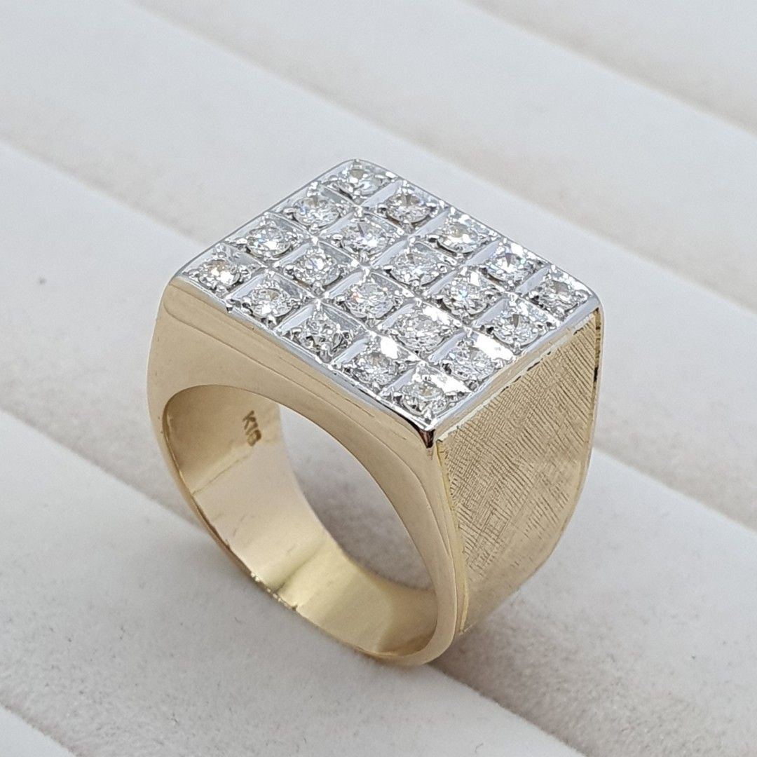 FLASH SALE Domino Diamond Mens Ring Men's ring real 18k yellow gold