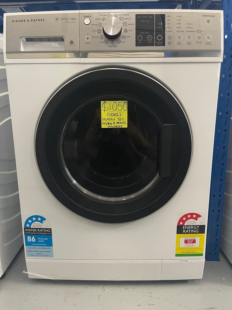 FISHER & PAYKEL 10KG FRONT LOAD WASHING MACHINE STREAM CARE WH1060P3 (WHITE) Display Set 1050
