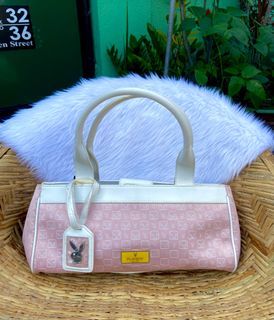 Playboy Bunny Brand New Authentic Ultimate y2k Vintage Rare Pinterest Early 2000s Monogram Papillon Bag in Pastel Pink and White Juicy Couture Von Dutch Softcore Fairycore Bag